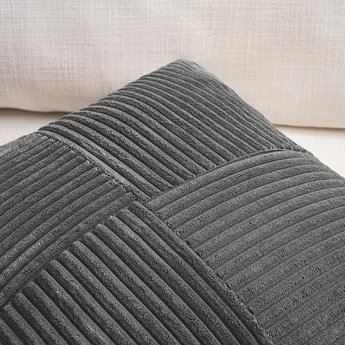 Fancy Homi 2 Packs Dark Gray Decorative Throw Pillow Covers 18x18 Inch - Image 3