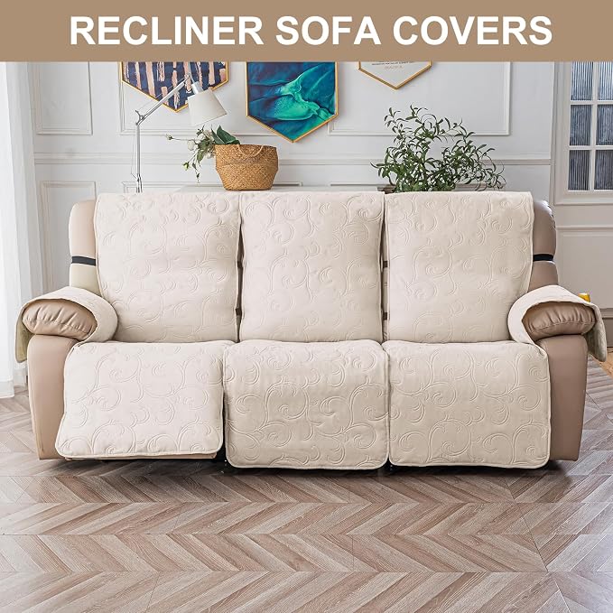 100% Waterproof Recliner Sofa Covers 3 Seater, 6-Piece Split Non-Slip Reclining - Image 7