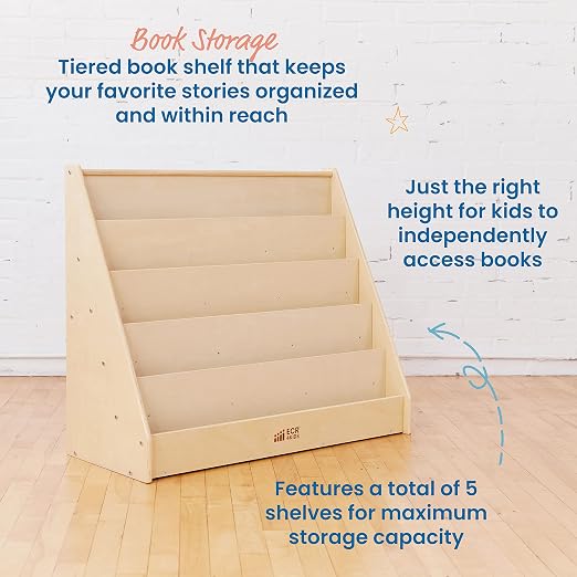 ECR4Kids Single-Sided Book Storage and Display, Montessori Furniture - Image 5