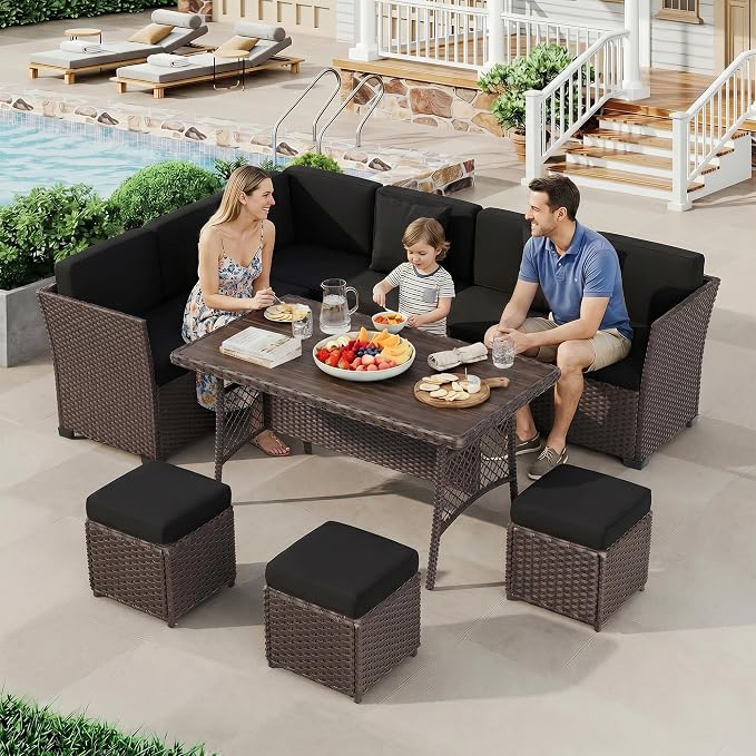 LOUVIXA 7 Pieces Patio Furniture Set, Outdoor Patio Furniture, Wicker - Image 8