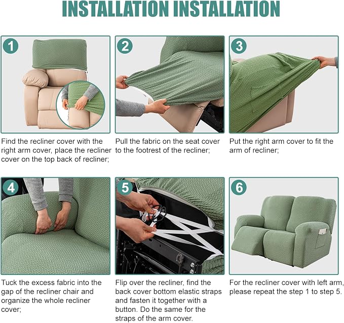 Genina Recliner Loveseat Cover Stretch Couch Covers Sofa slipcover - Image 6