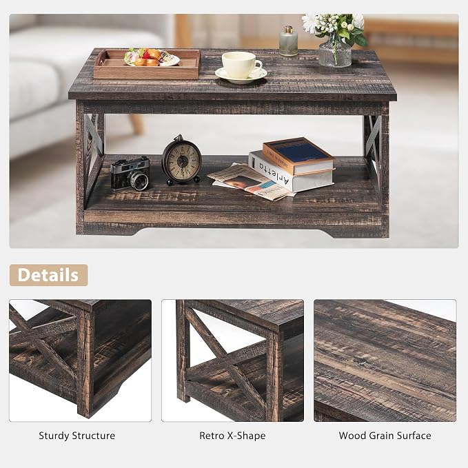 AMERLIFE 4-Piece Farmhouse Table Set Includes Sliding Barn Door TV Stand - Image 7