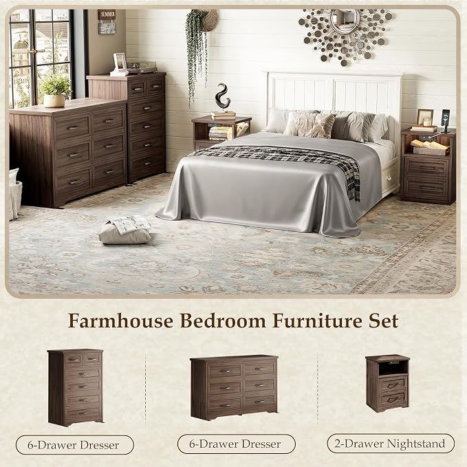 AODK Farmhouse Tall 6 Drawer Dresser - Image 8