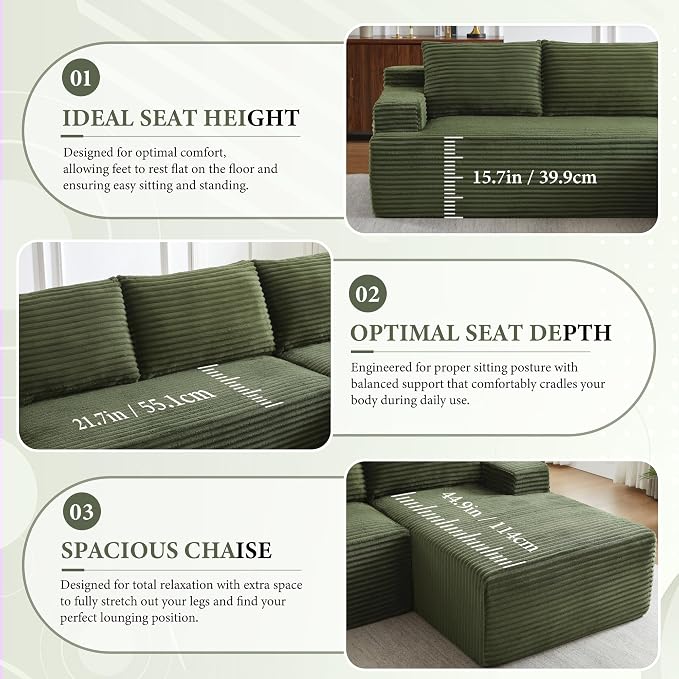 96" Sectional Couches for Living Room Cloud Couch Sofa - Image 6