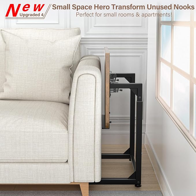 Tv Tray Table Set of 2, 8-Level Adjustable Height Couch Side Table，90° Tilt - Image 6