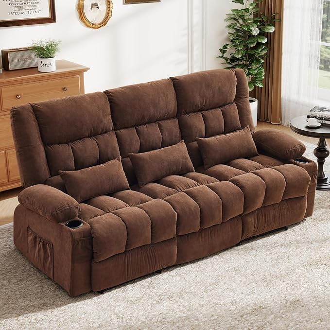 BOSMILLER Reclining Sofa with Cup Holders by Bosmiller