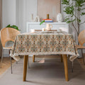 VClife Beige Floral Print Table Cloth, Linen Texture Tablecloth by VCLIFE