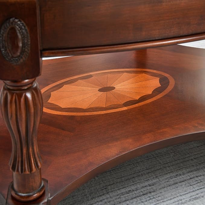 LEEMTORIG Oval Coffee Table for Living Room, Cherry Solid Wood - Image 9