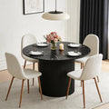 Dining Table Set for 4, Mid Century Modern 47 Inch Black Marble-Look Wooden by somedream