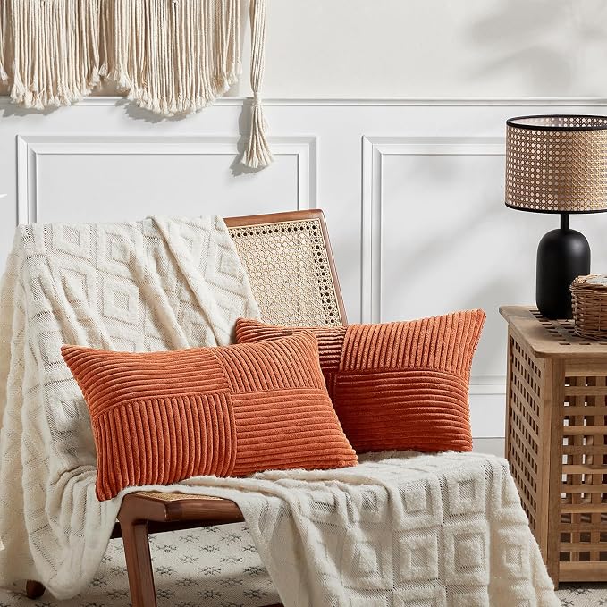 Fancy Homi Set of 2 Burnt Orange Lumbar Decorative Throw Pillow Covers 14x22 - Image 6