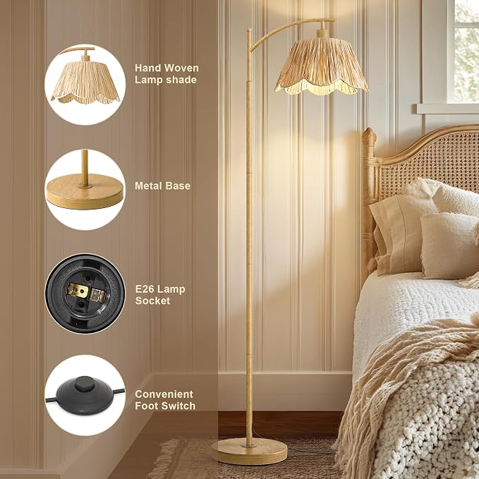 Oneach Boho Floor Lamp for Living Room, Farmhouse Standing Lamp - Image 6