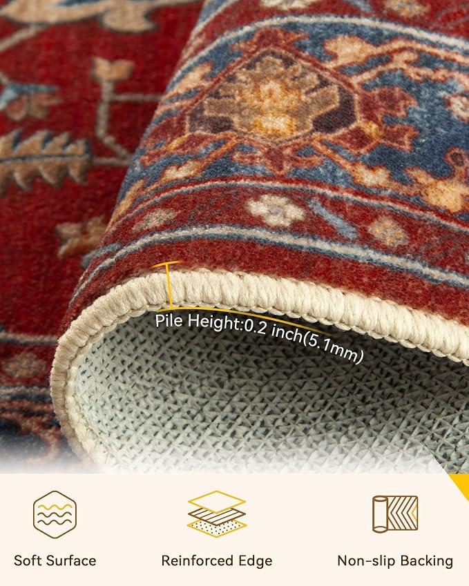 RELEANY Area Rugs 2'x6' Runner Rug Non Slip Washable - Image 4