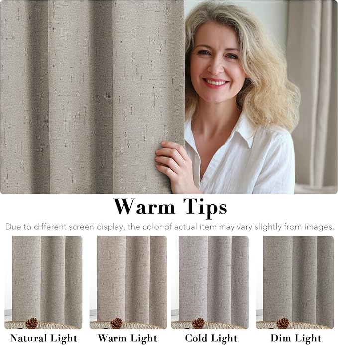 H.VERSAILTEX Linen Blackout Curtains 45 Inches Long 100% Absolutely Blackout - Image 5