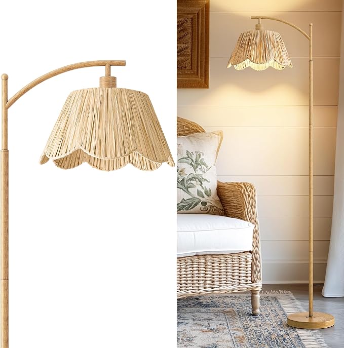 Oneach Boho Floor Lamp for Living Room, Farmhouse Standing Lamp by Oneach