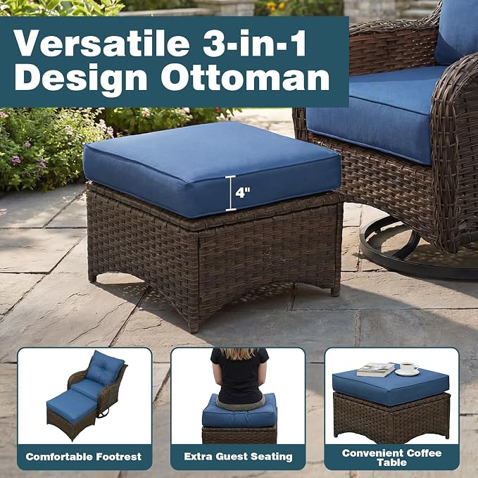 Patio Furniture Set, High Back Swivel Rocker Chairs, Weather Resistant Olefin - Image 9