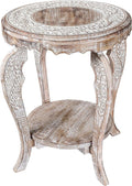 Farmhouse Round Accent End Table, Rustic Side Table Nightstands by TheWoodenTown