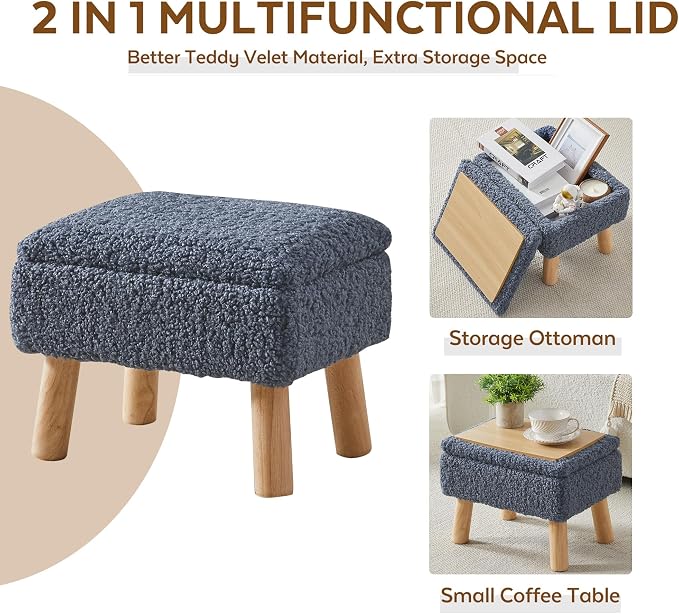 Storage Ottoman, Small Foot Stool Ottoman - Image 5