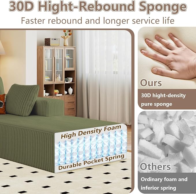 95" Cloud Sectional Couch U-Shaped Chaise - Image 3