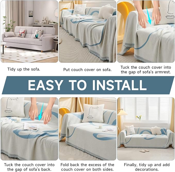 VClife Sofa Cover Washable Soft Plush Couch Cover - Image 7