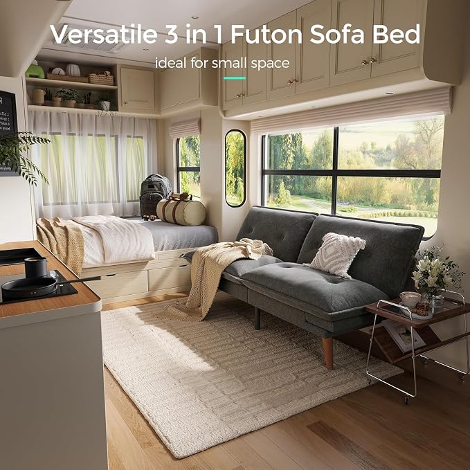 LINSY HOME Futon Sofa Bed, 3 in 1 Convertible Comfy Loveseat Sleeper Sofa Bed - Image 8