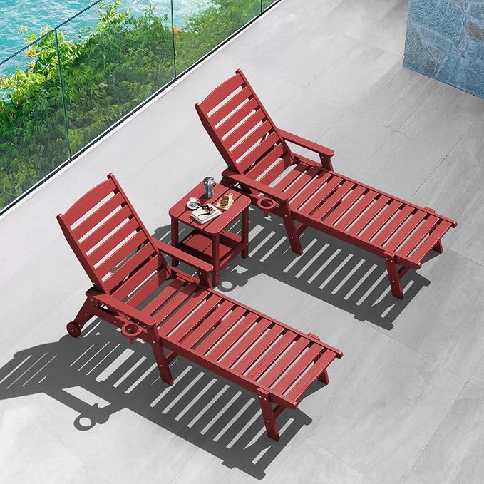 SERWALL Double Adirondack Side Table Set of 6, End Table- Red - Image 5