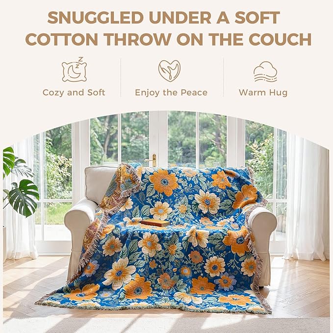 LUTBM Boho Throw Blanket for Bed Cotton Summer Blankets for Bedroom Living Room - Image 4
