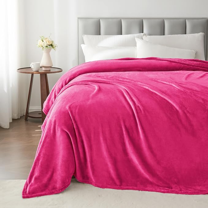 BEDELITE Fleece Blankets Queen Size Hot Pink Throw Blankets - Image 6