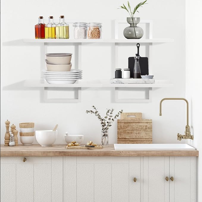 PHOENANCEE Floating Shelves for Wall, Display Hanging Shelf Set of 2, Modern - Image 5