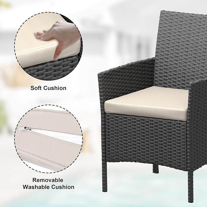 GarveeLife 3 Piece Patio Furniture Set, Rattan Outdoor Furniture - Image 3