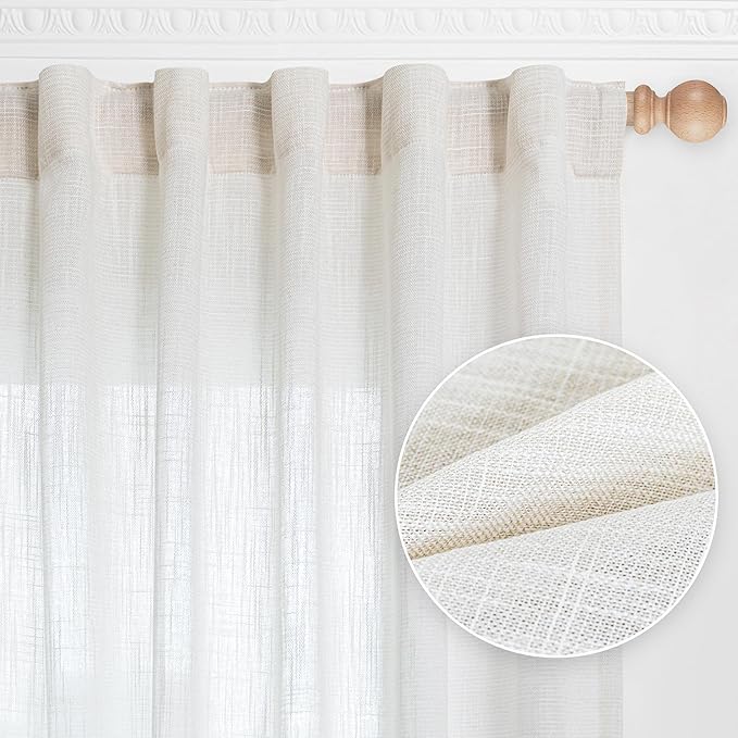 MYSKY HOME Short Curtains for Bedroom Small Windows, Light Filtering Sheer by MYSKYHOME