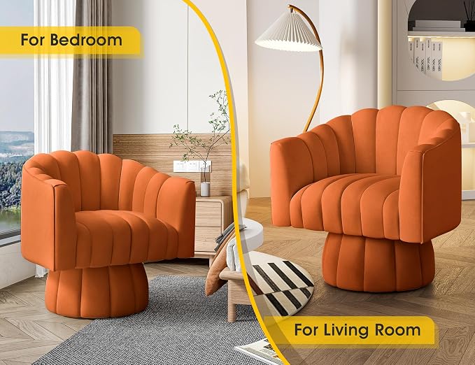 Dewhut Swivel Accent Chair, 360° Swivel Barrel Chair - Image 4