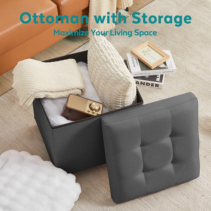 BRIAN & DANY Ottoman with Storage, Square Storage Ottoman - Image 6