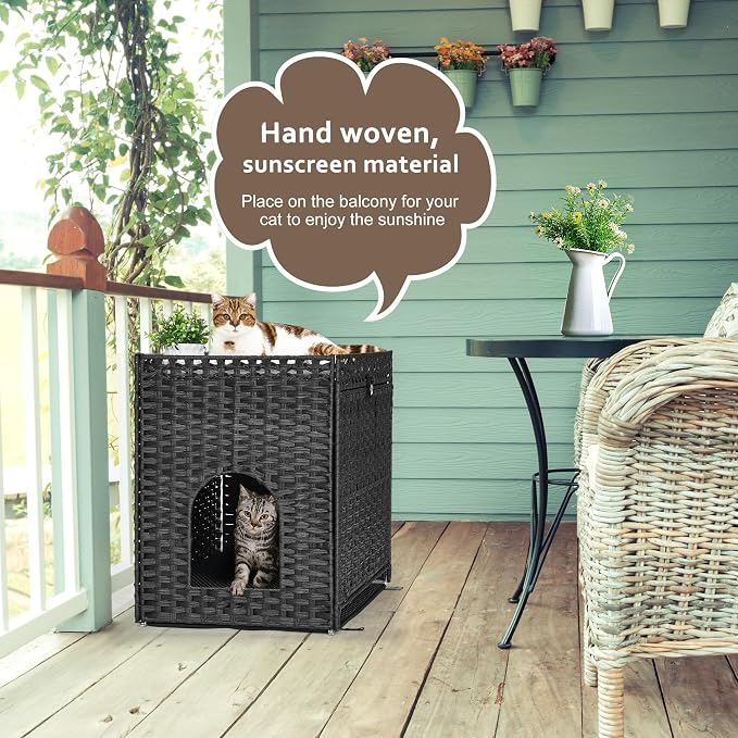 Cat Litter Box Enclosure with Soft Litter Mat; Hidden Cat Washroom Furniture - Image 2