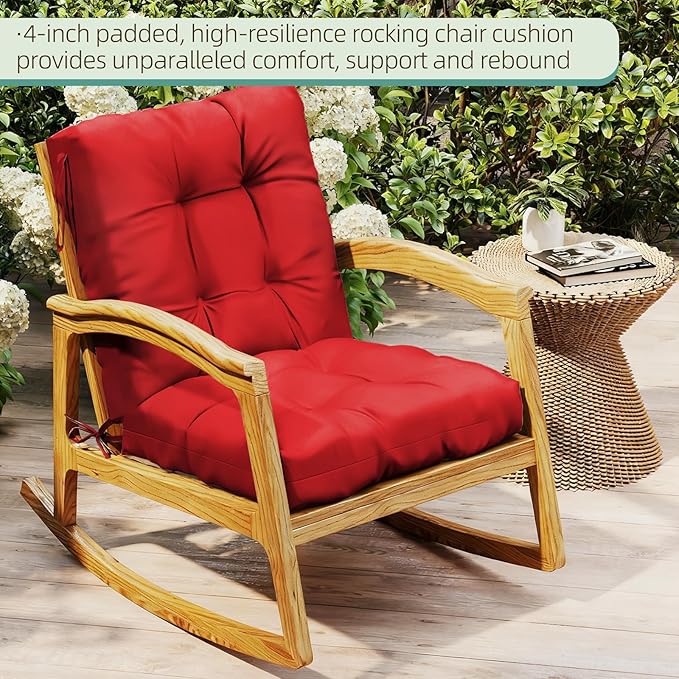 Outdoor Chair Cushions Set of 2, High Back Soft Seat Pad - Image 3