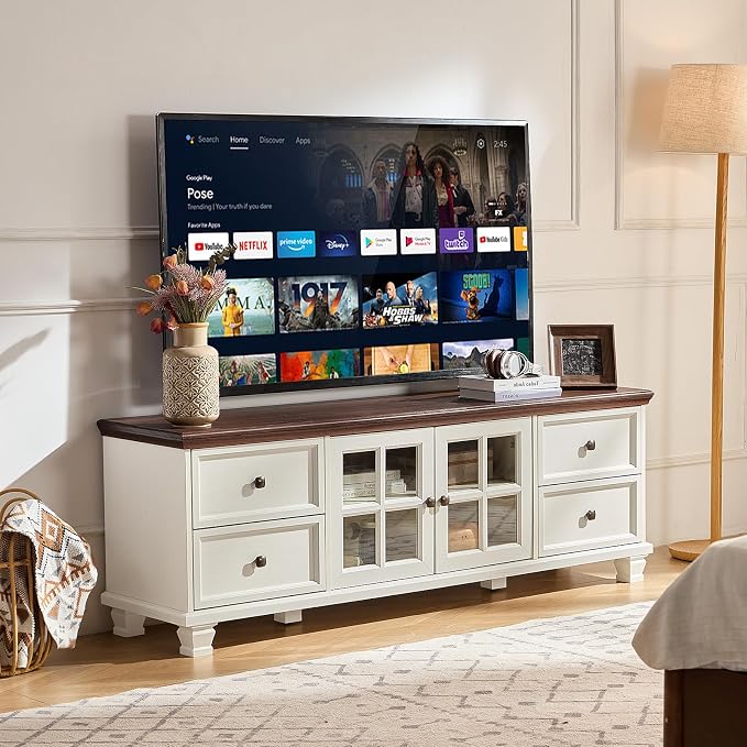 SAVOR LIFE TV Stands for Living Room, Farmhouse Entertainment Center, Rustic - Image 4