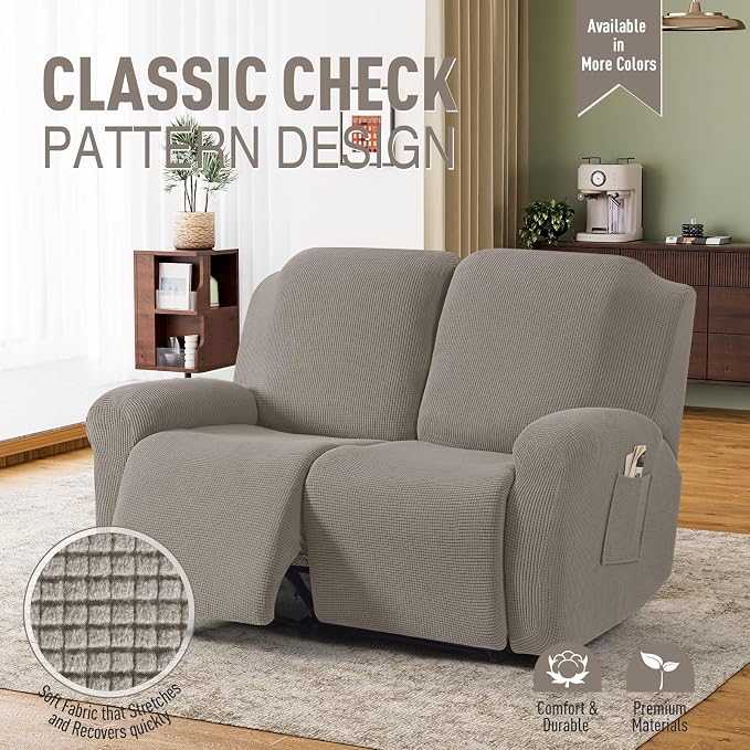 TAOCOCO Recliner Loveseat Slipcover, 6 Pieces Dual Recliner Sofa Covers - Image 2