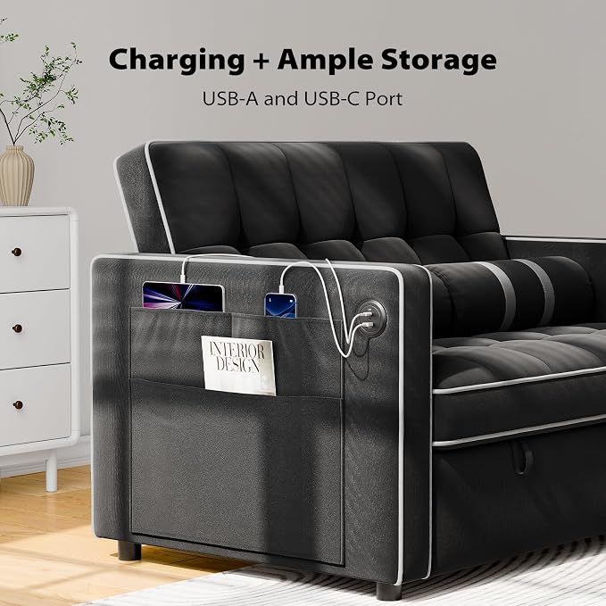 Pipishell 3 in 1 Convertible Sleeper Sofa Bed, Pull Out Couch - Image 5