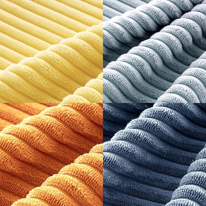 MIULEE Pack of 4 Blue-Orange Corduroy Decorative Throw Pillow Covers 20x20 Inch - Image 6