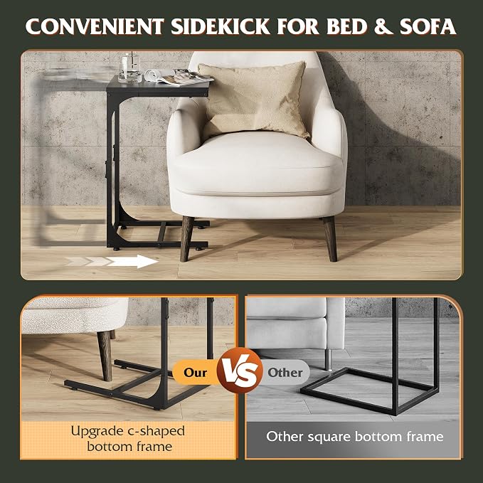 WLIVE C Shaped End Table, Small Couch Side Tables - Image 4