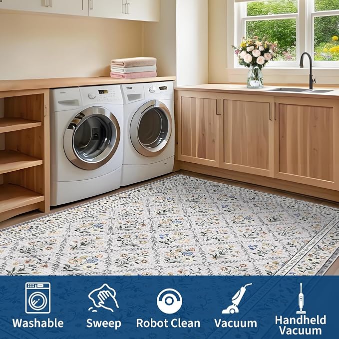 Washable Kitchen Rugs Non Slip 2x6 Hallway Runner Rug Stain Resistant Low Pile - Image 7