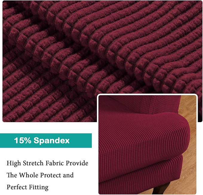 Turquoize Wingback Chair Covers 2 Piece Wing Chair Slipcover Stretch Slipcovers - Image 4