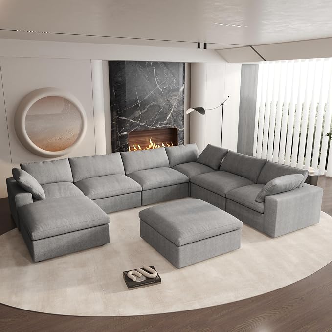 Cloud Modular Sectional Sofa, 8 Seater Sofa Wide Deep Seat Couches, Sofa Covers by SofaFurniture