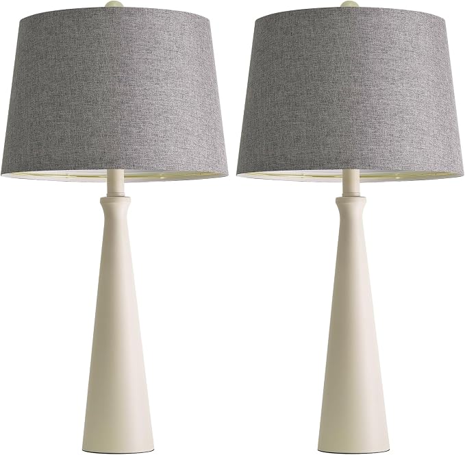 Oneach 25.75" White Table Lamp Set of 2, Modern Vintage Bedside Table Lamps - Image 8