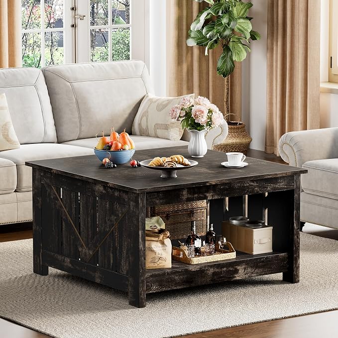 FABATO Lift Top Coffee Table, 31.5" Farmhouse Coffee Tables - Image 3