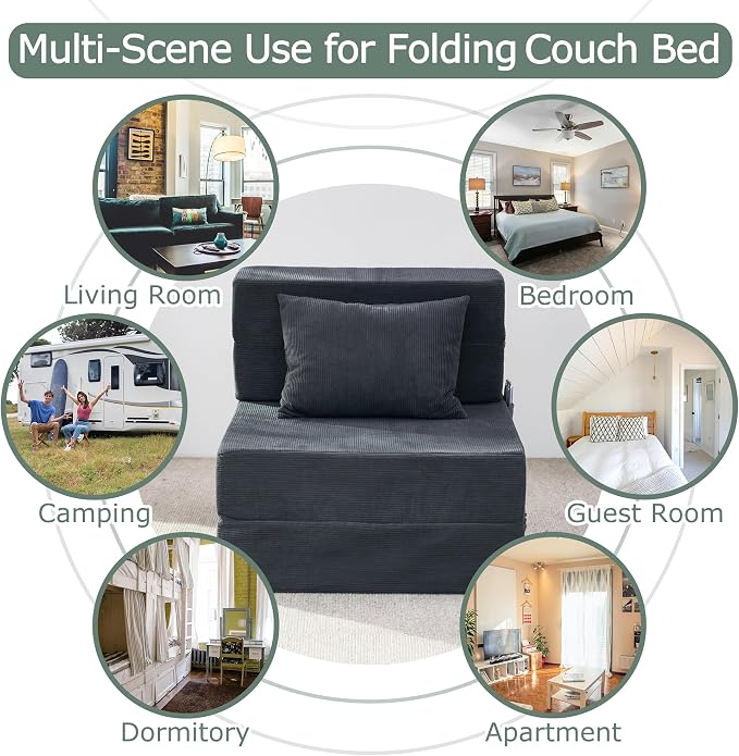 Folding Sofa Bed, 4 in 1 Convertible Sleeper Chair - Image 9