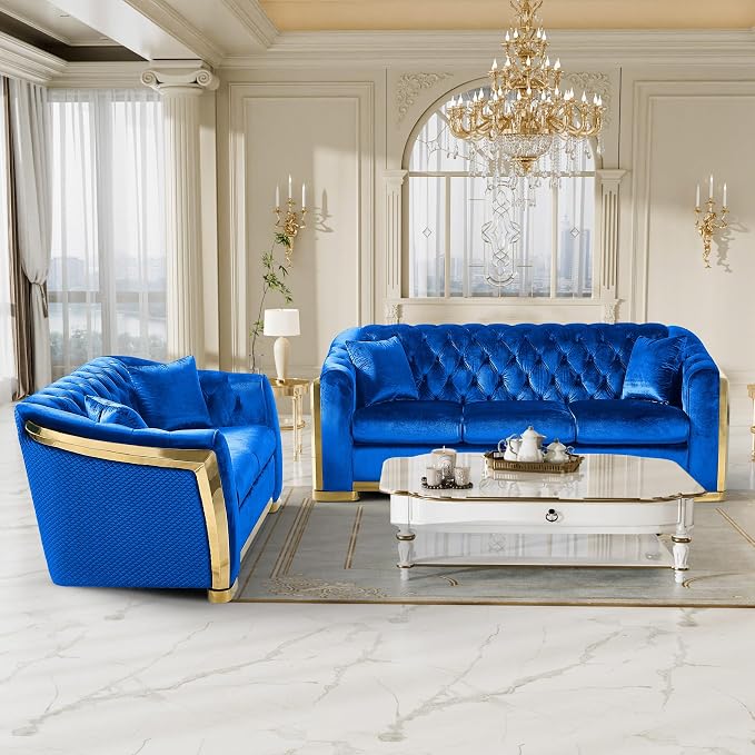 DAMAIFROM Mid Century Modern Chesterfield Sofa Couch, 6 Seat Tufted Sofas - Image 7