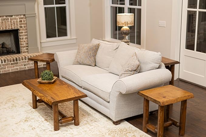 Live Edge Wood Cabin Style Log Pine and Cedar Coffee Table Living Room Decor - Image 8