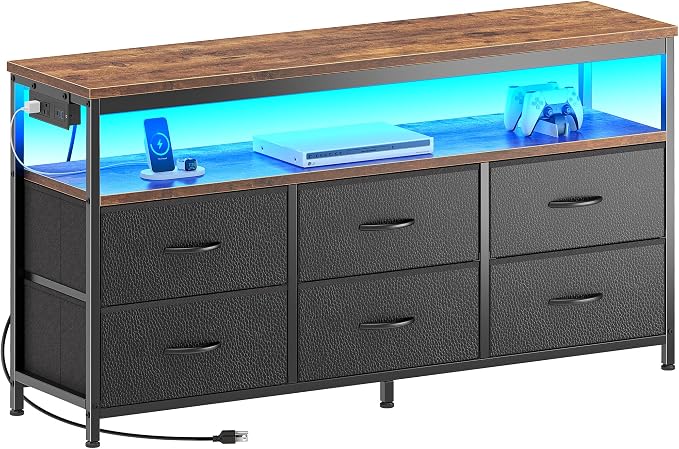 Huuger LED TV Stand for Bedroom, 47 Inch Dresser TV Stand for 43, 55 Inch TV - Image 9