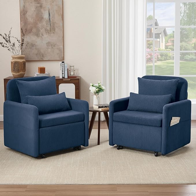 Iroomy 5-Level Adjustable Convertible Sleeper Chair Set of 2, 3-in-1 87'' Long - Image 3