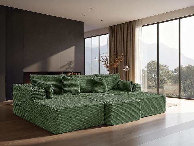 108" Cloud Sectional Couch, Comfort Sleep Sofa by VYUXWO